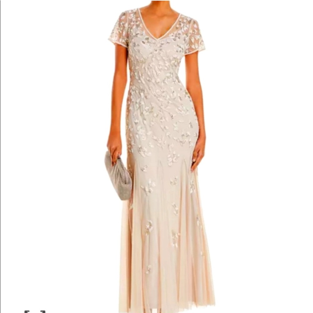 Adriannna Papell long beaded gown w/godets size 12.